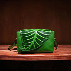 Leaf Pattern Real Leather Clutch LH2307_ 4 Colors 