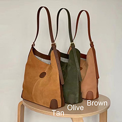 Distressed Leather Suede Slouchy Bag LH3229_3 Colors 