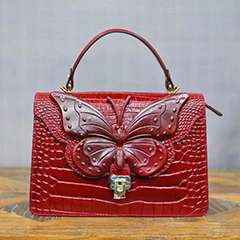 Butterfly Pattern Real Leather Satchel Bag Women Handbags LH3359_5 Colors 