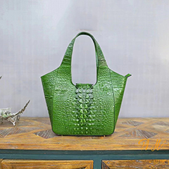 Large Crocodile Embossed Leather Shoulder Bag LH3366_5 Colors 