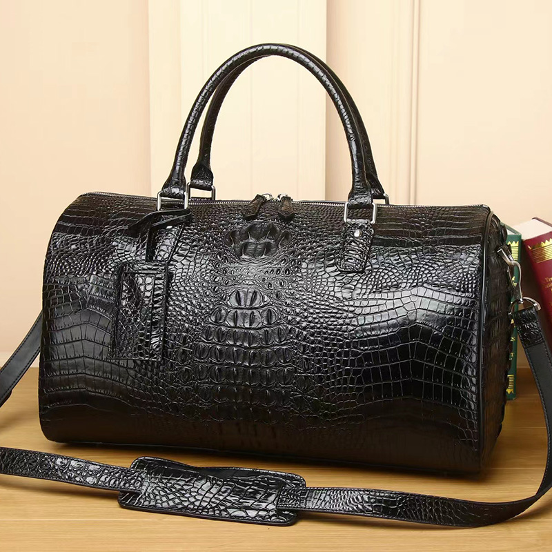 Back Crocodile Pattern Real Leather Tote Duffel Bag LH3424_3 Colors