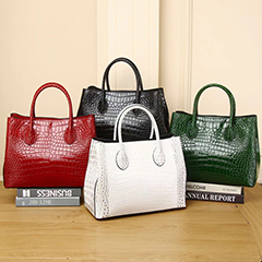 Crocodile Pattern Real Leather Tote Top Handle Bag LH3439_4 Colors 