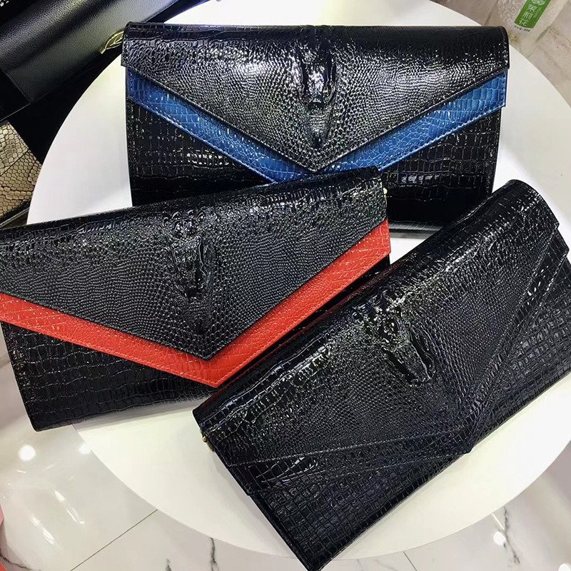 Crocodile Pattern Leather Clutch Hand Bag LH3571_3 Colors