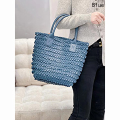 Scalelike Woven Sheepskin Leather Tote LH3744_4 Colors 