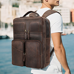 Professional Real Leather Bag Mens Backpack LH3771