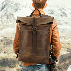 Professional Real Leather Bag Mens Backpack LH3770